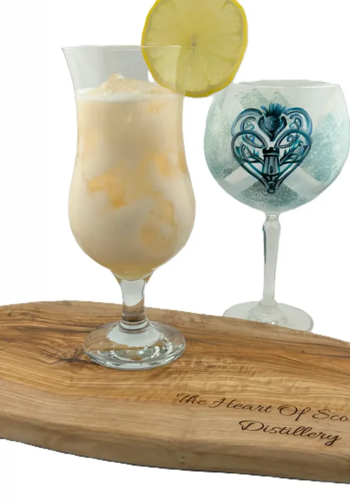 Clacks Royal (Casino) citrus gin sour cocktail by Heart of Scotland Distillery, sea-salt finish.