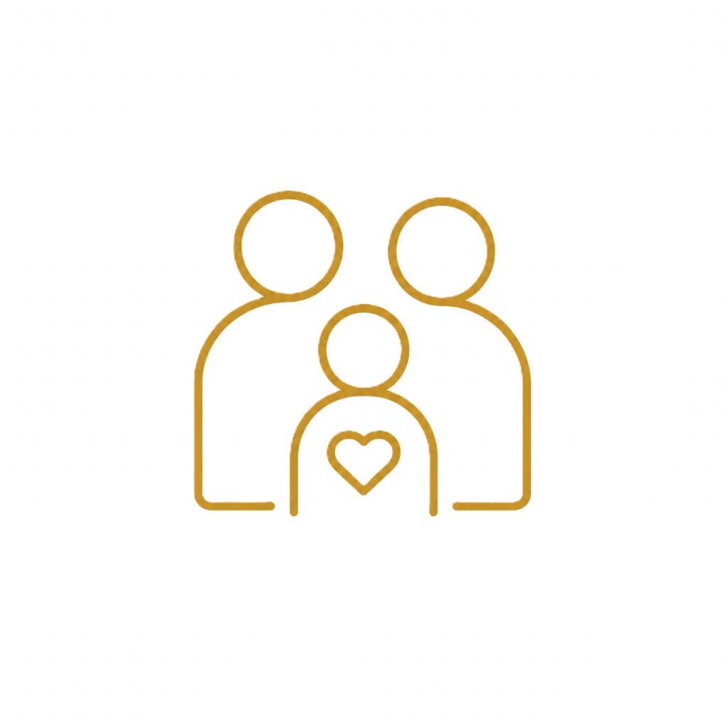 Gold family icon representing our family-run Scottish distillery.