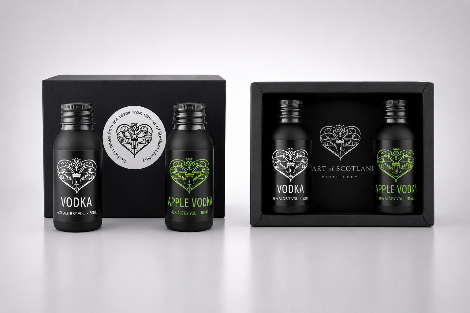 Heart of Scotland gin miniature gift set with Original Gin and Pink Gin 50ml bottles