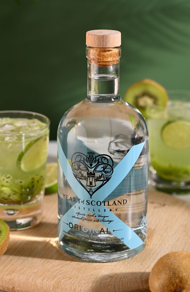 Kiwi Gin Fizz cocktail with fresh kiwi, lime and Heart of Scotland Original London Dry Gin